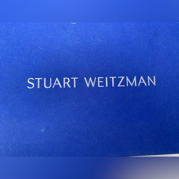 AUTHENTIC STUART WEITZMAN NUDISTSONG 4" STRAP SANDAL HEEL PLATINUM Noir 9.5 - Picture 9 of 12